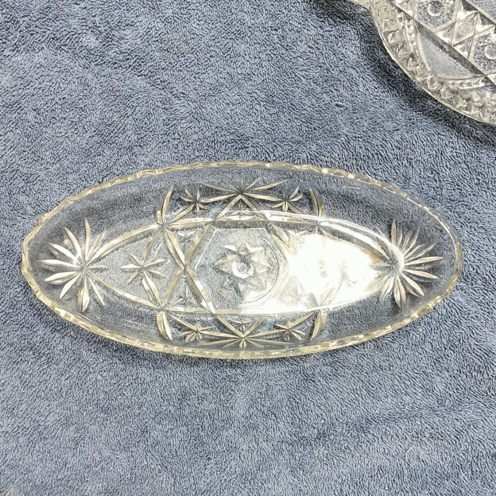 Vintage Anchor Hocking Star Of David Relish Dish ( EAPC ) 8.5 X 4 X 1.25 - Picture 2 of 6